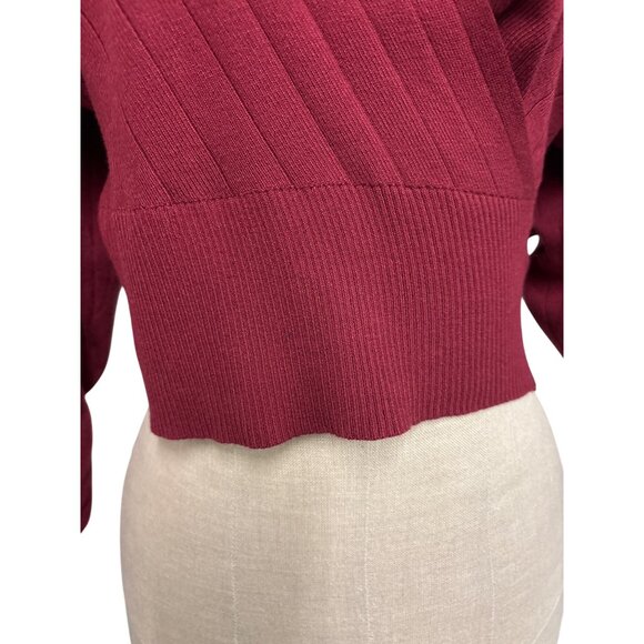 Cozy Co. by Cozy Casual Ribbed Burgundy Sweater Top With V-Neck Long Sleeves XS - Picture 5 of 11